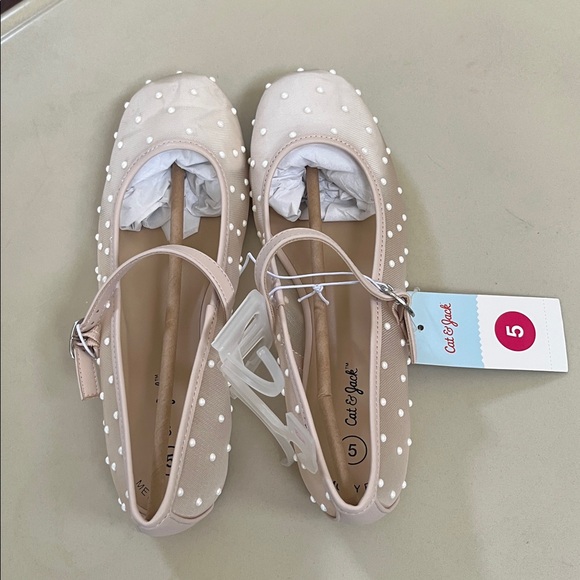 NWT Cat&Jack Kids Noelle Pearl Mary Jane Flats Pink - Picture 3 of 3